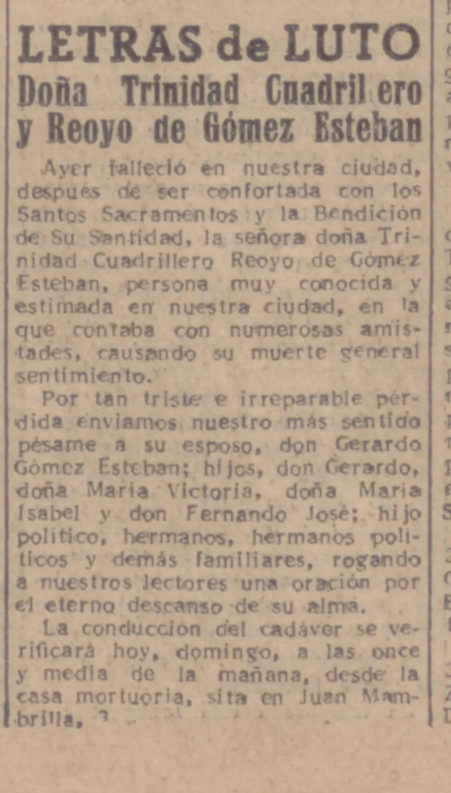 Recorte de consulta de la noticia ya conservada de 1952